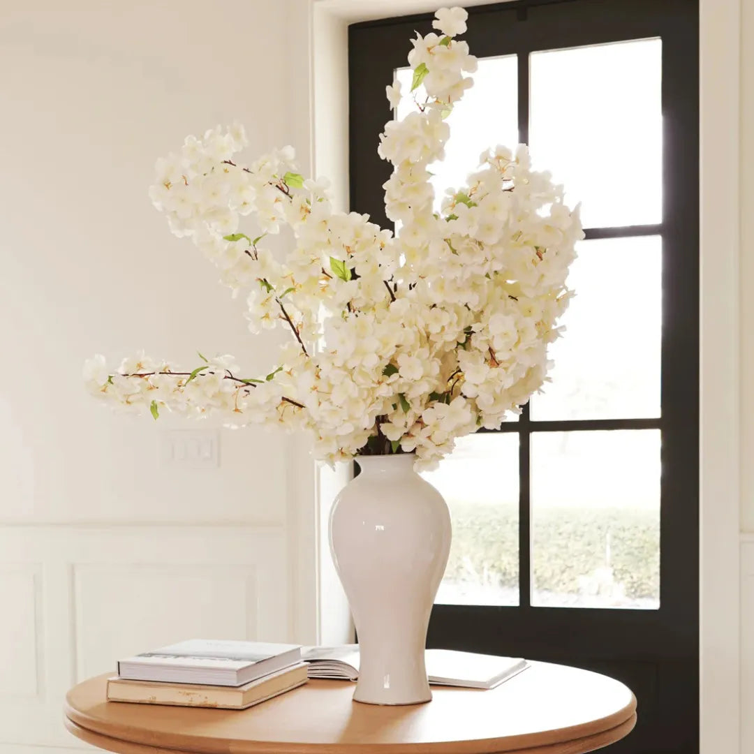 Arranjo Artificial Flor de Cerejeira Creme Branco - sem vaso