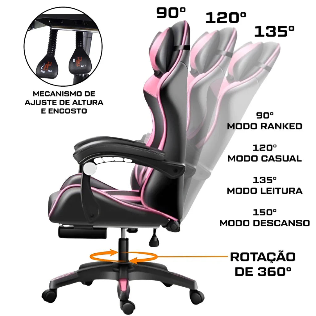 Cadeira Gamer Fortt Trieste Rosa – CGF002-B