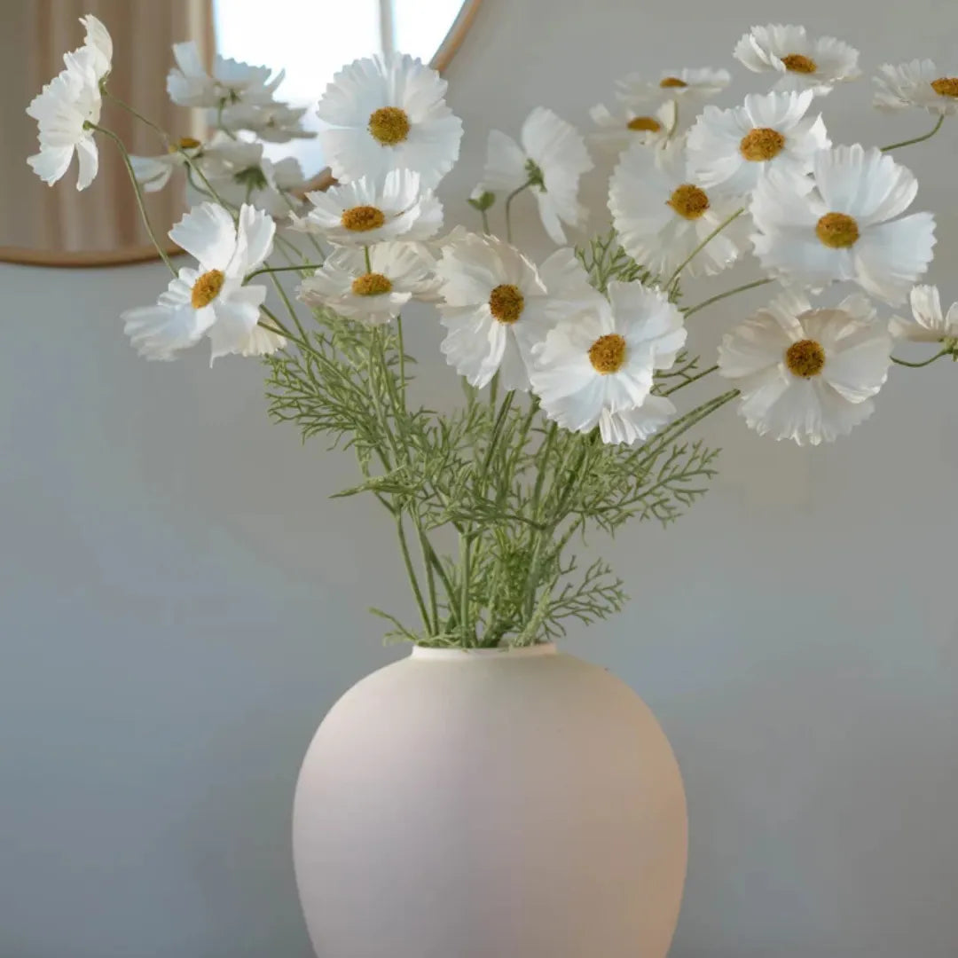 Flor Artificial Cosmos Margarida Silvestre Branca - sem vaso