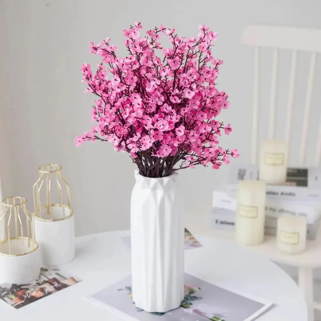 Flores Artificiais de Cerejeira e Gypsophila para Decoração