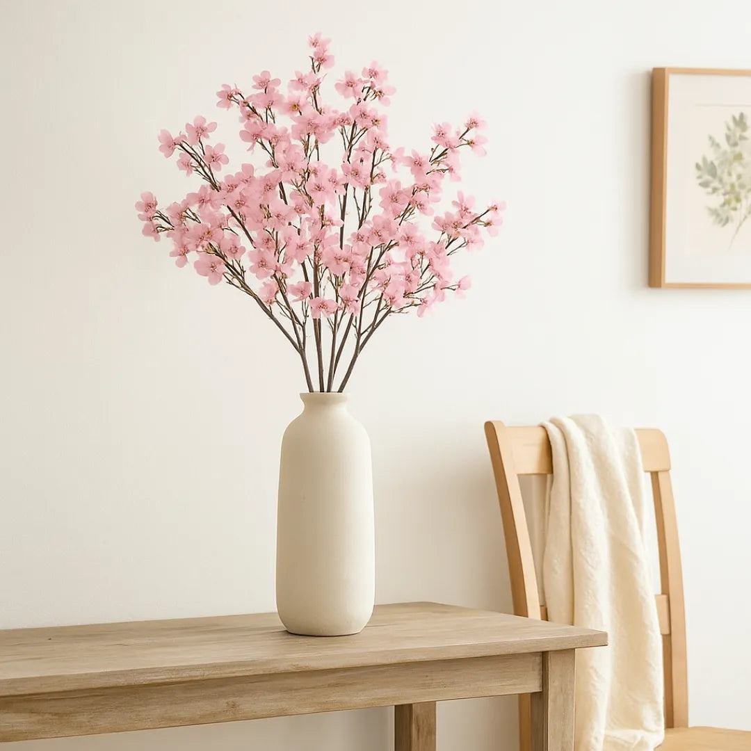 Flores Artificiais de Cerejeira e Gypsophila para Decoração