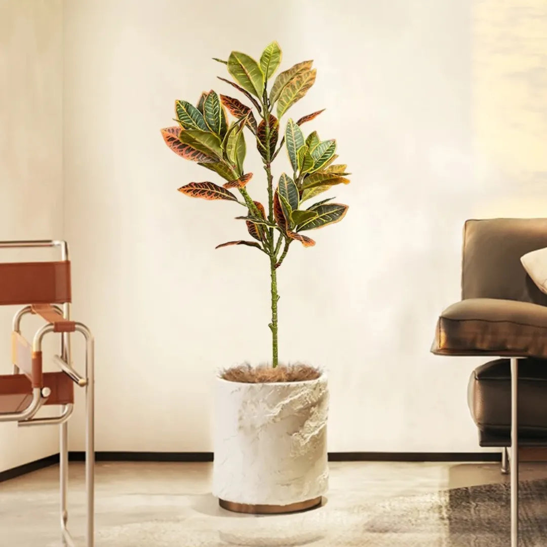 Planta Artificial Ficus com Folhas de Outono para Decoração - sem vaso